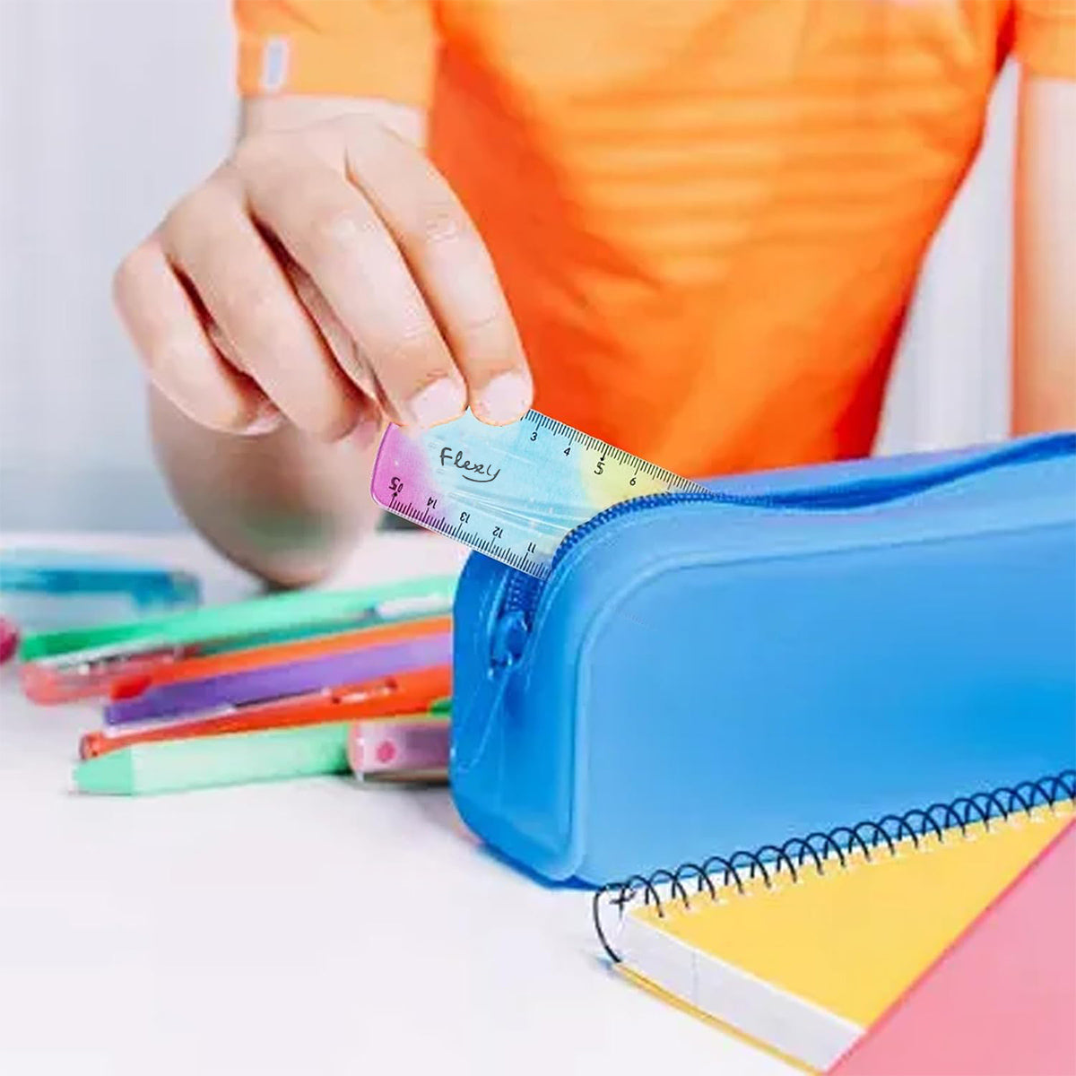 2PCS Colourful Bendable Soft Rulers 15cm Foldable Flexible Set