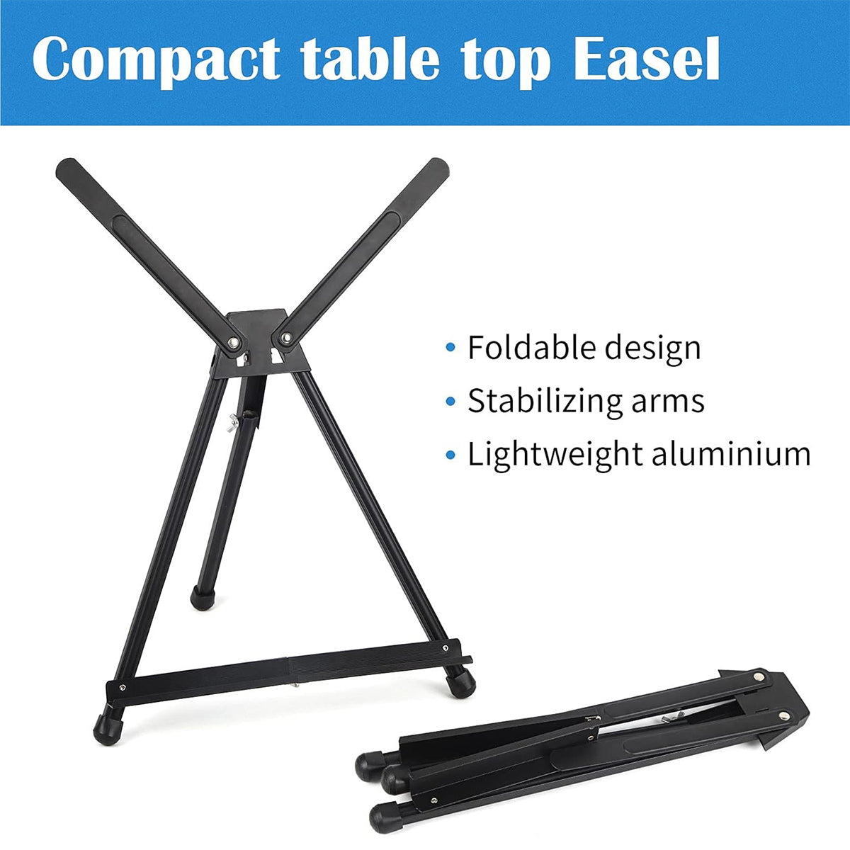 Black Aluminum Tabletop Display Easel Adjustable Tripod Stand