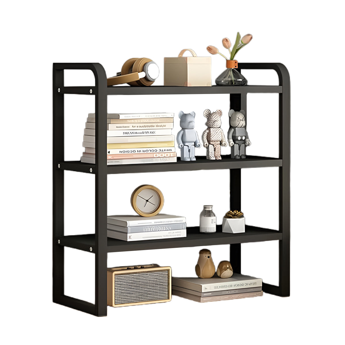3-Tier Desktop Storage Rack Steel Frame for Books