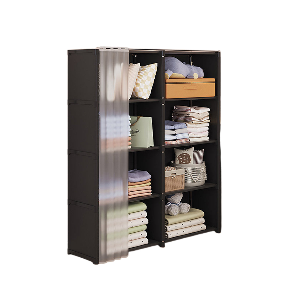 Versatile Bookshelf Storage Rack with Dust Proof Curtain
