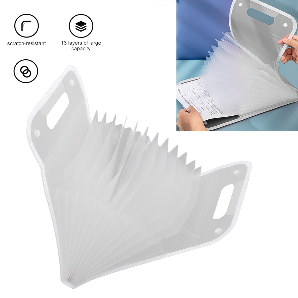 2 Pcs A4 File Storage Bag 13-Pocket Large Capacity Organizer