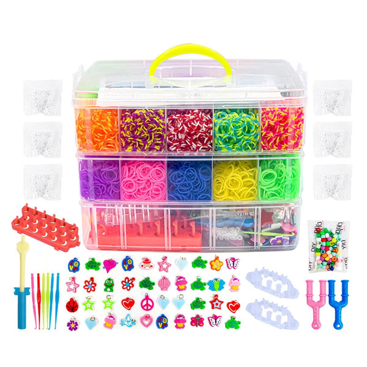 15000 Pcs Rainbow Rubber Bands with Storage Case