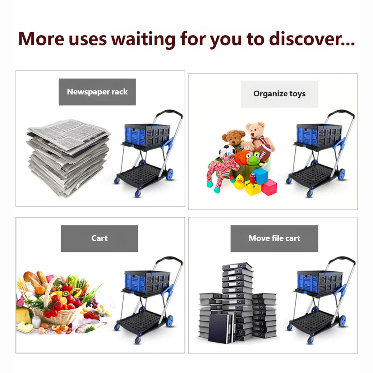 2-Tier Foldable Storage Trolley Cart