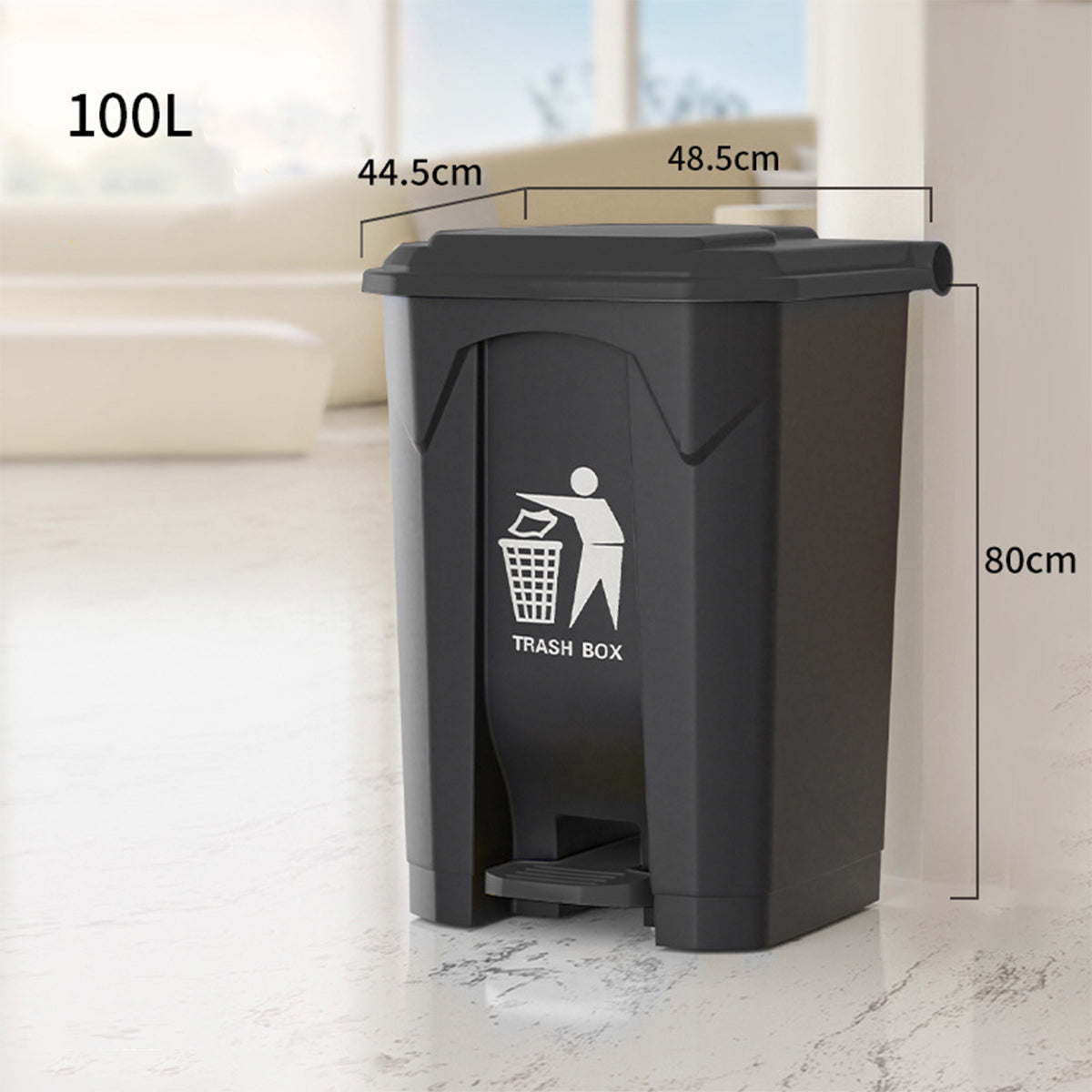 100L Pedal Trash Can with Lid and Elevated Base