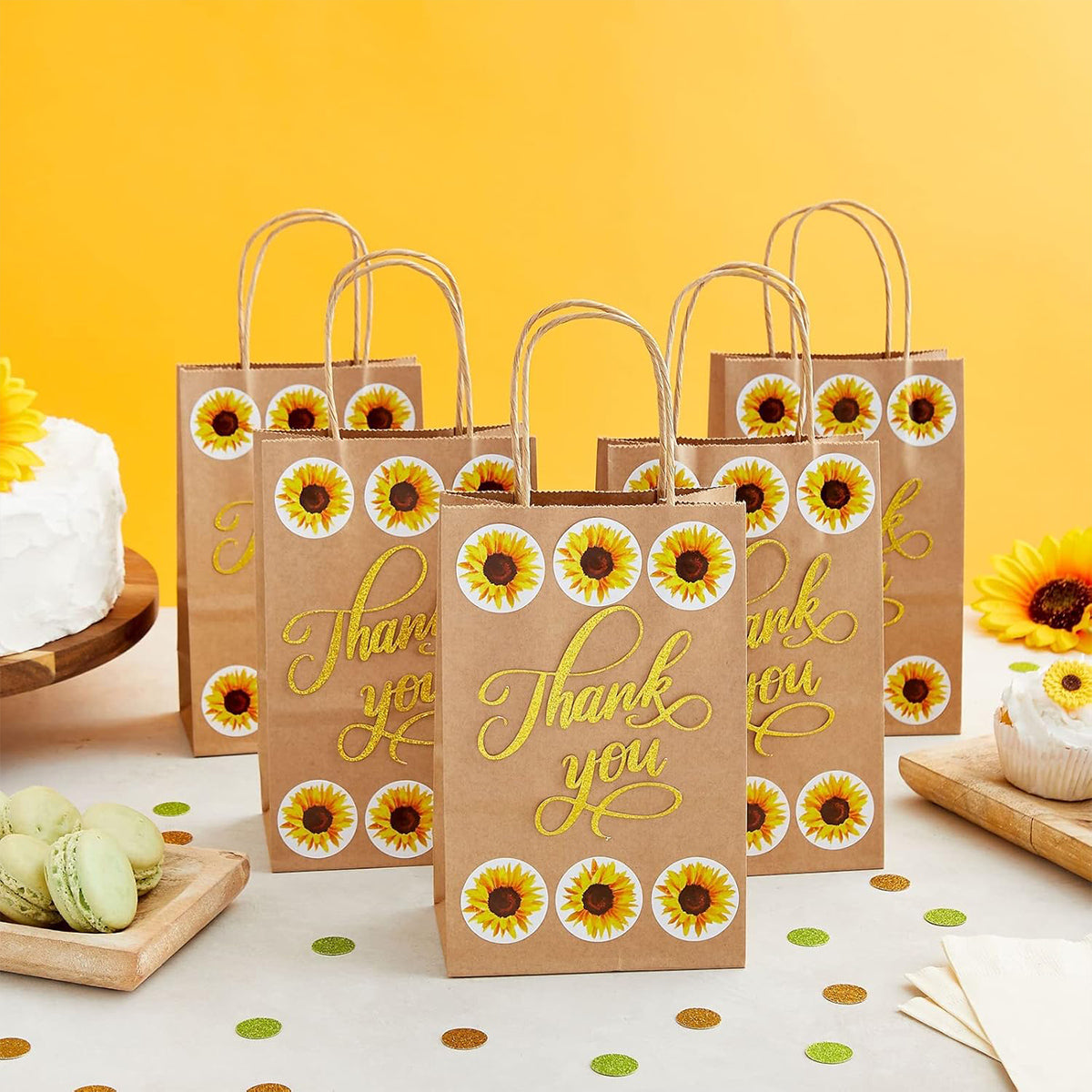 2 Rolls Sunflower Decorative Stickers Self-Adhesive Labels