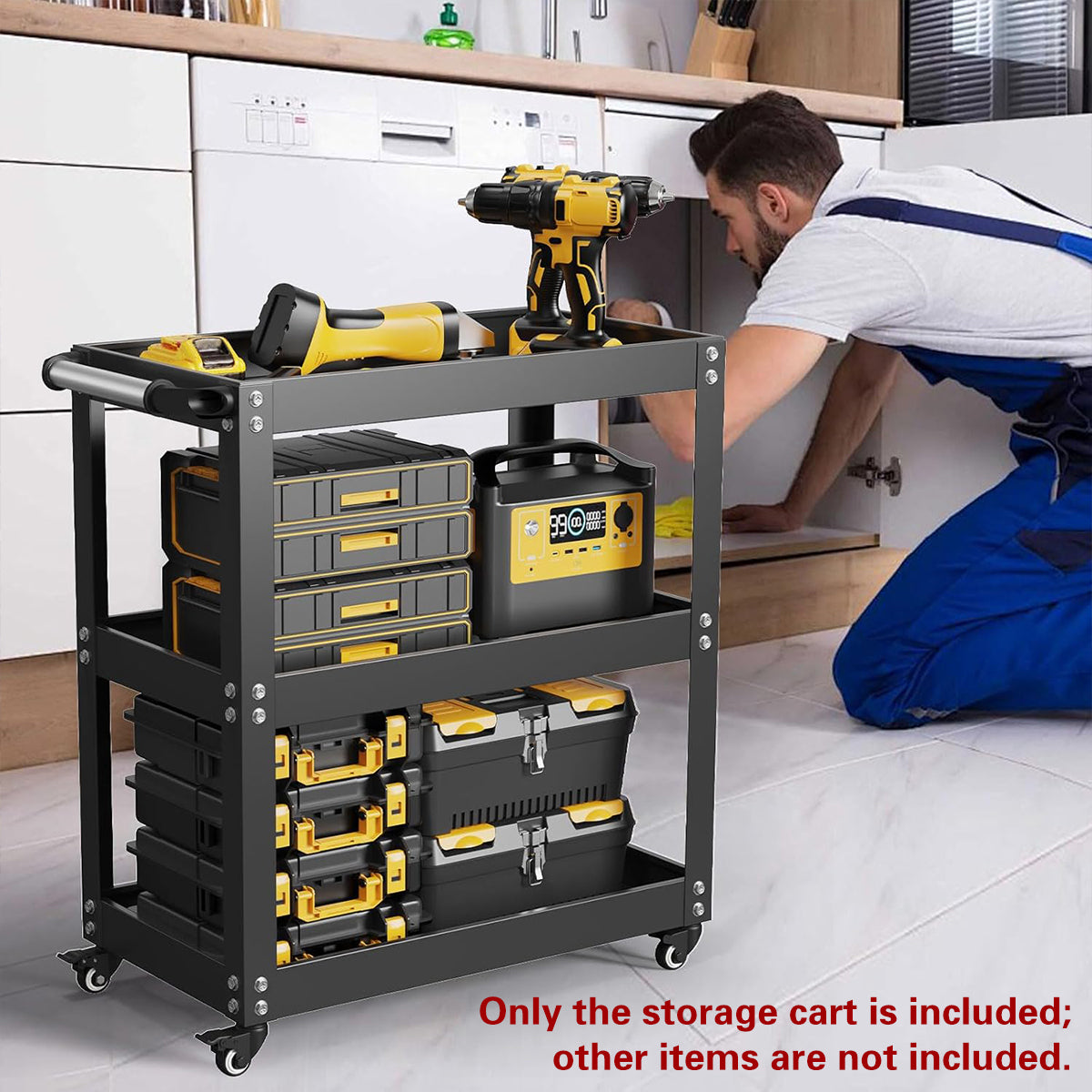 3 Tier Mobile Storage Tool Cart for Garage