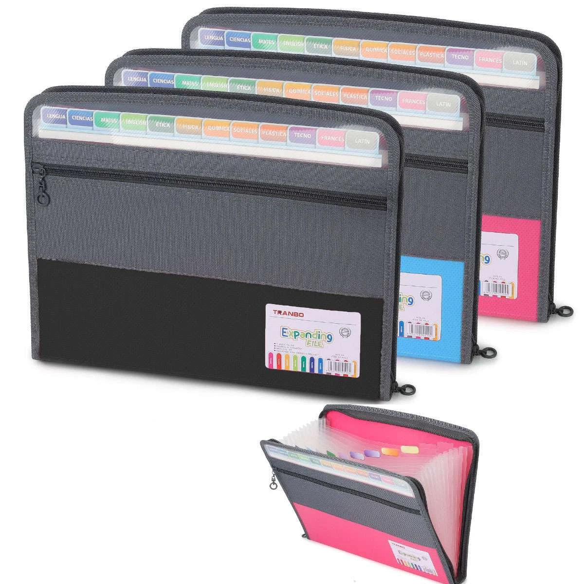 Accordion File Folder 13 Pockets Double Zipper Waterproof
