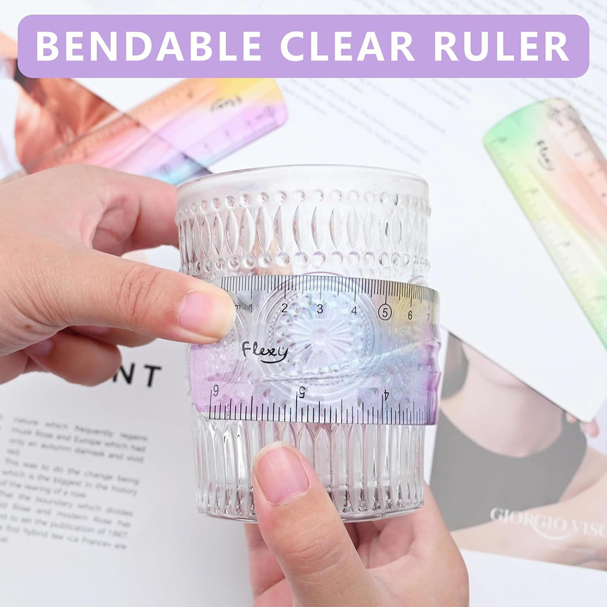 2PCS Colourful Bendable Soft Rulers 15cm Foldable Flexible Set