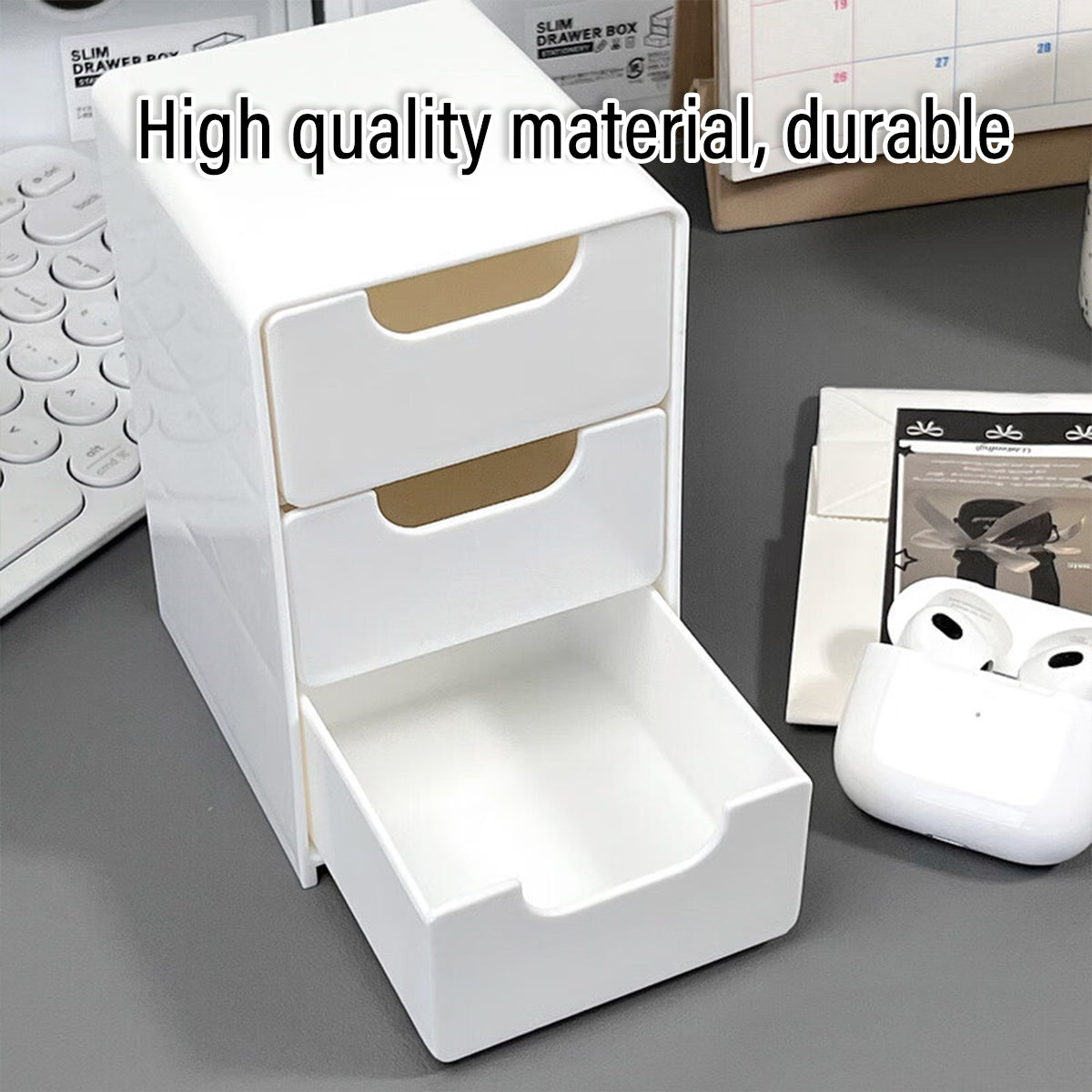 Mini Desktop Organiser Box 3-Layer Plastic Drawer Unit