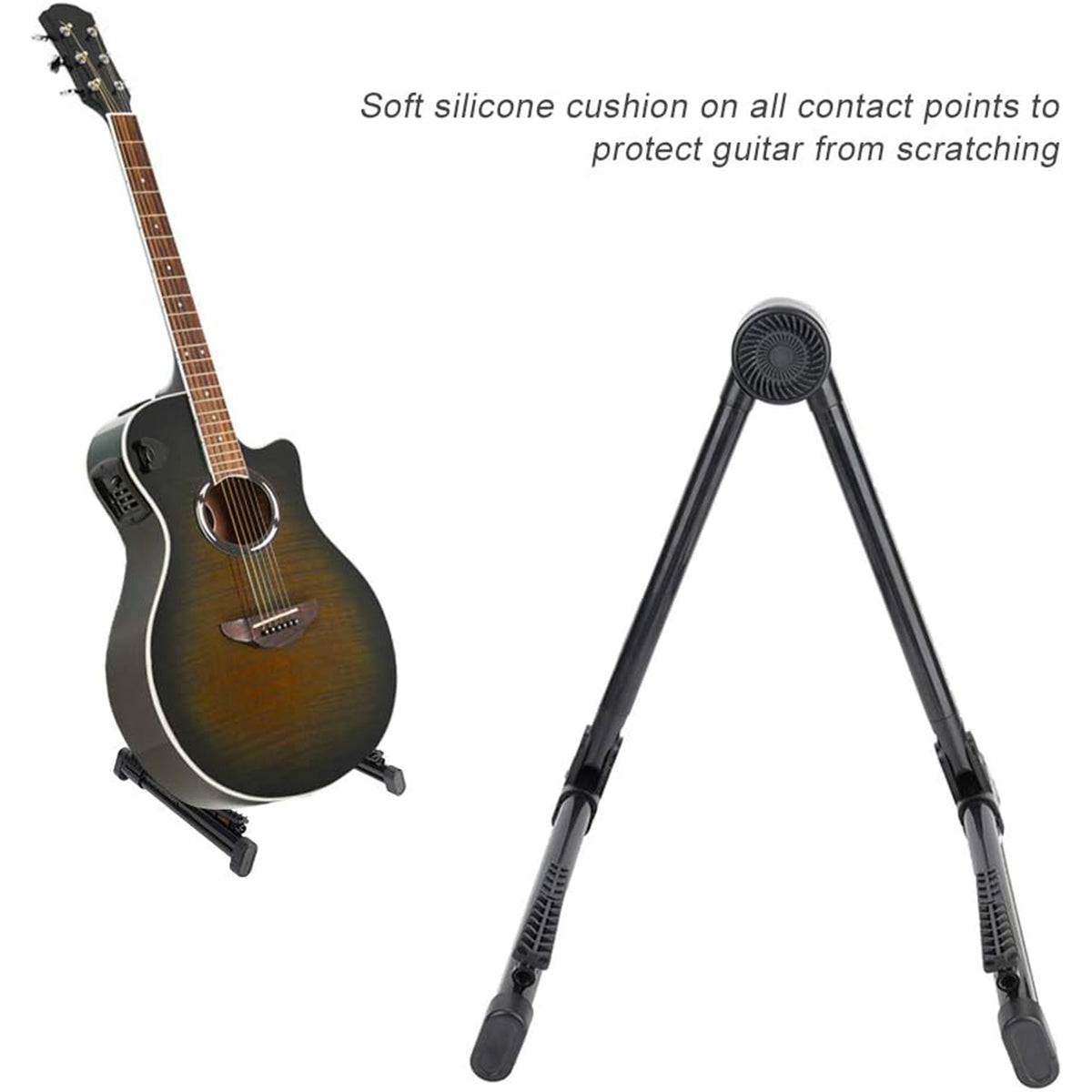 Folding Guitar Floor Stand Portable Holder with Anti-Slip Support