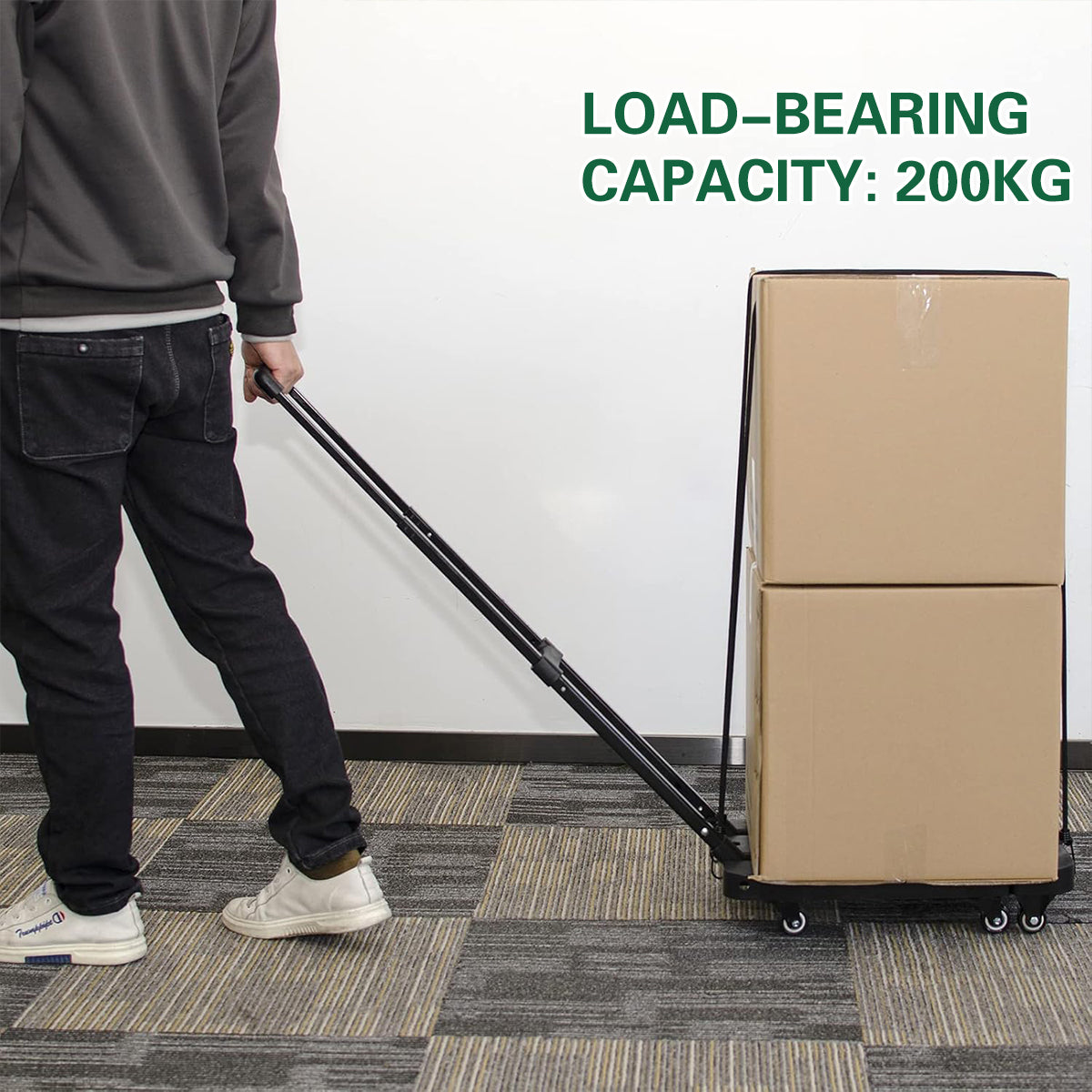 Foldable Flatbed Cart Heavy Duty Transport Trolley 200KG