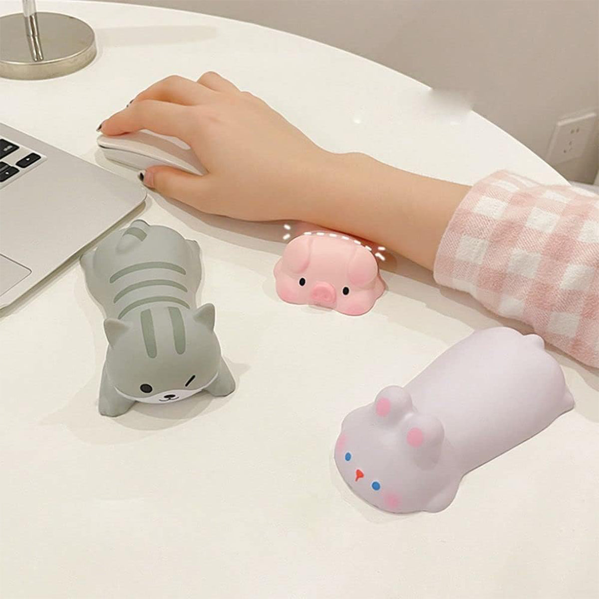 3 Pcs Mouse Wrist Rest Pads Memory Foam Cute Cat Pig Rabbit