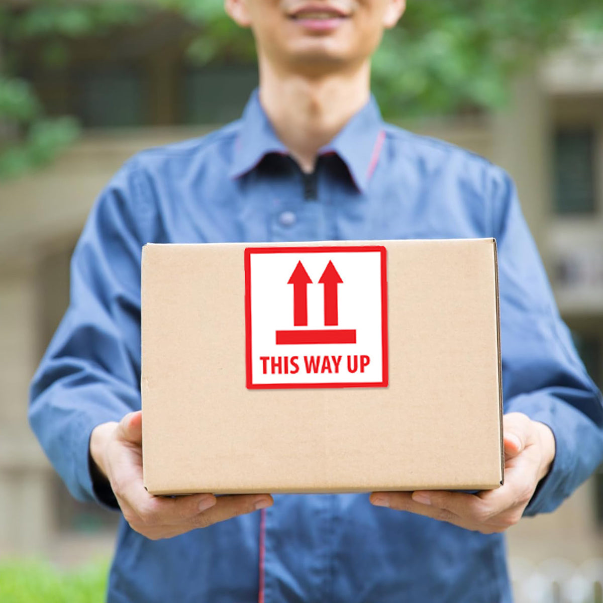 300pcs 12x12cm This Way Up Warning Sticker Roll