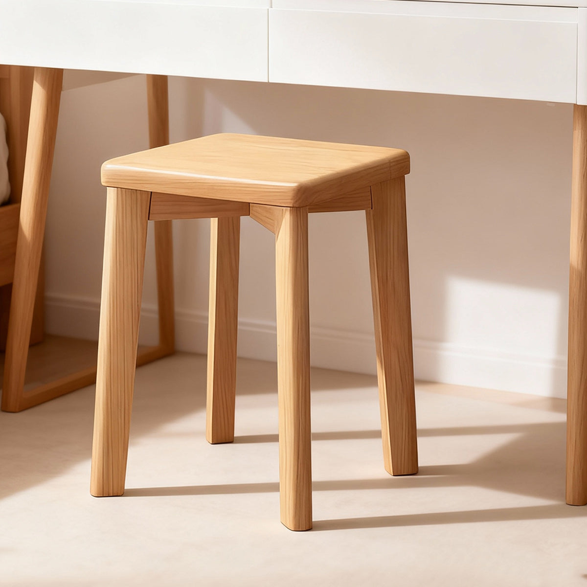 Solid Wood Square Stool for Dining Makeup Home