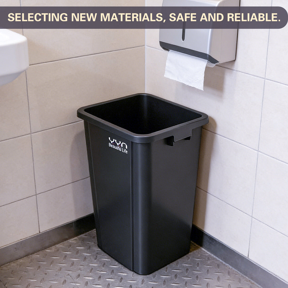 100L Square Trash Can with Handle and Lid Option