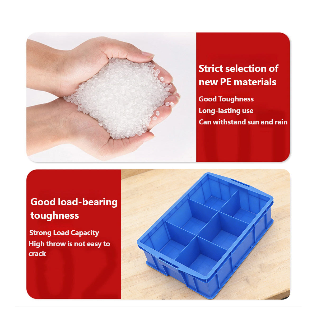 Plastic Storage Box with 3 or 6 Compartments