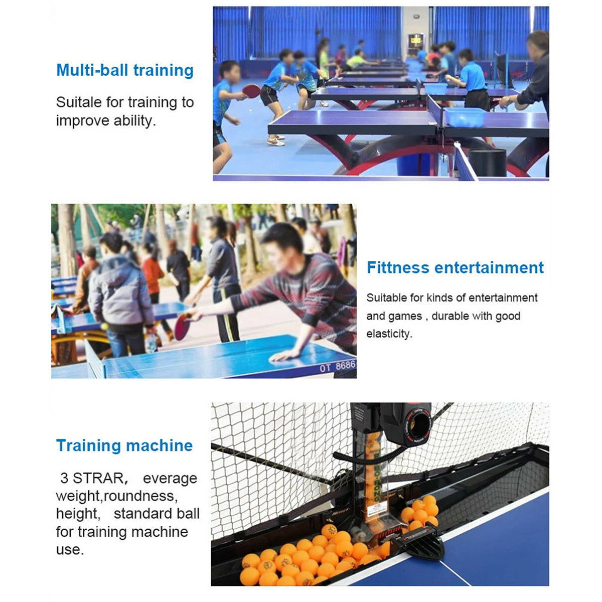 100pcs 2-Star 40mm Seamless ABS Table Tennis