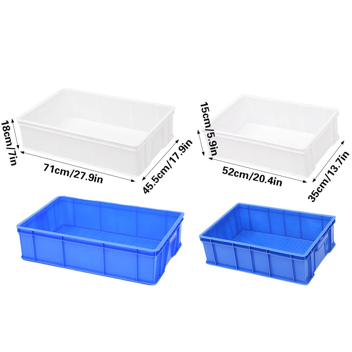 2 Pcs Plastic Storage Boxes with Side Handles