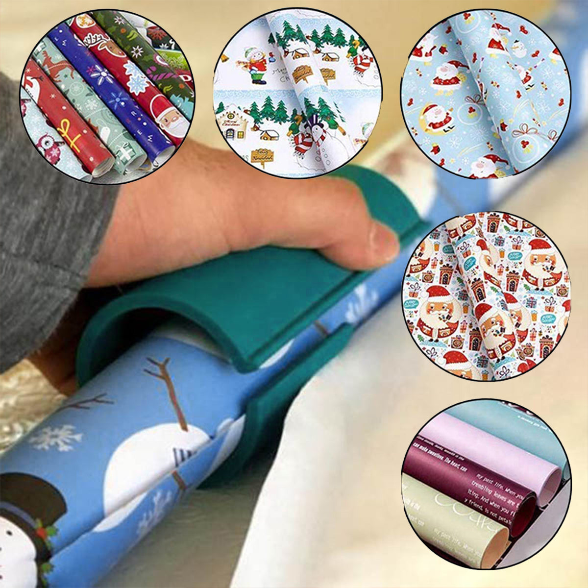 3 Pcs Wrapping Paper Cutters Sliding Craft Tool Green