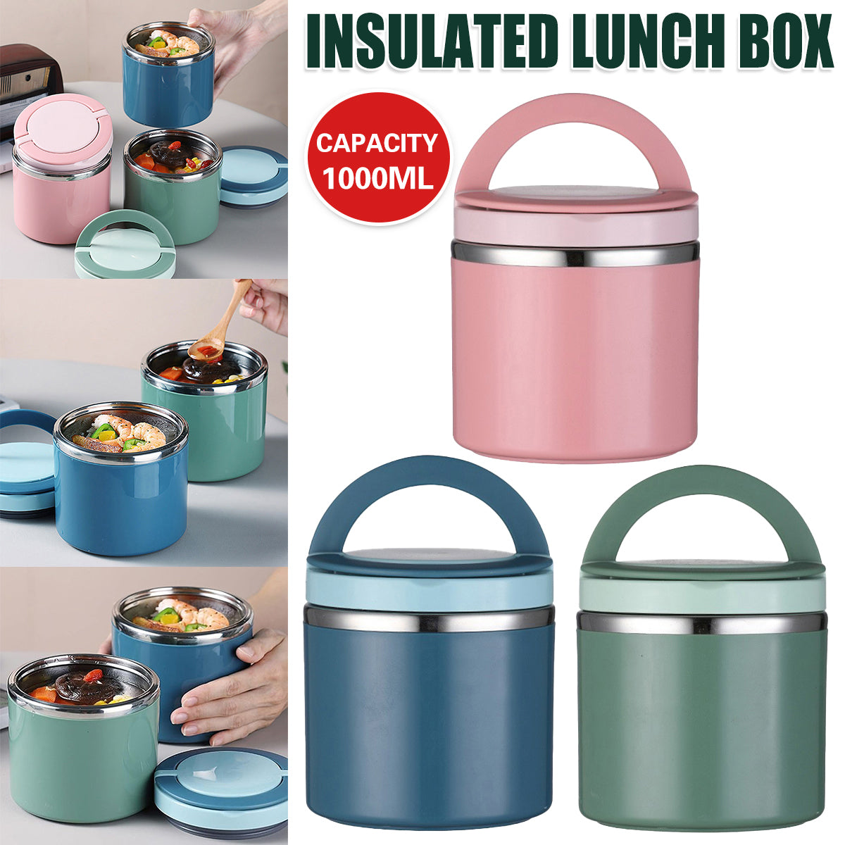 1L Stainless Steel Insulated Lunch Box