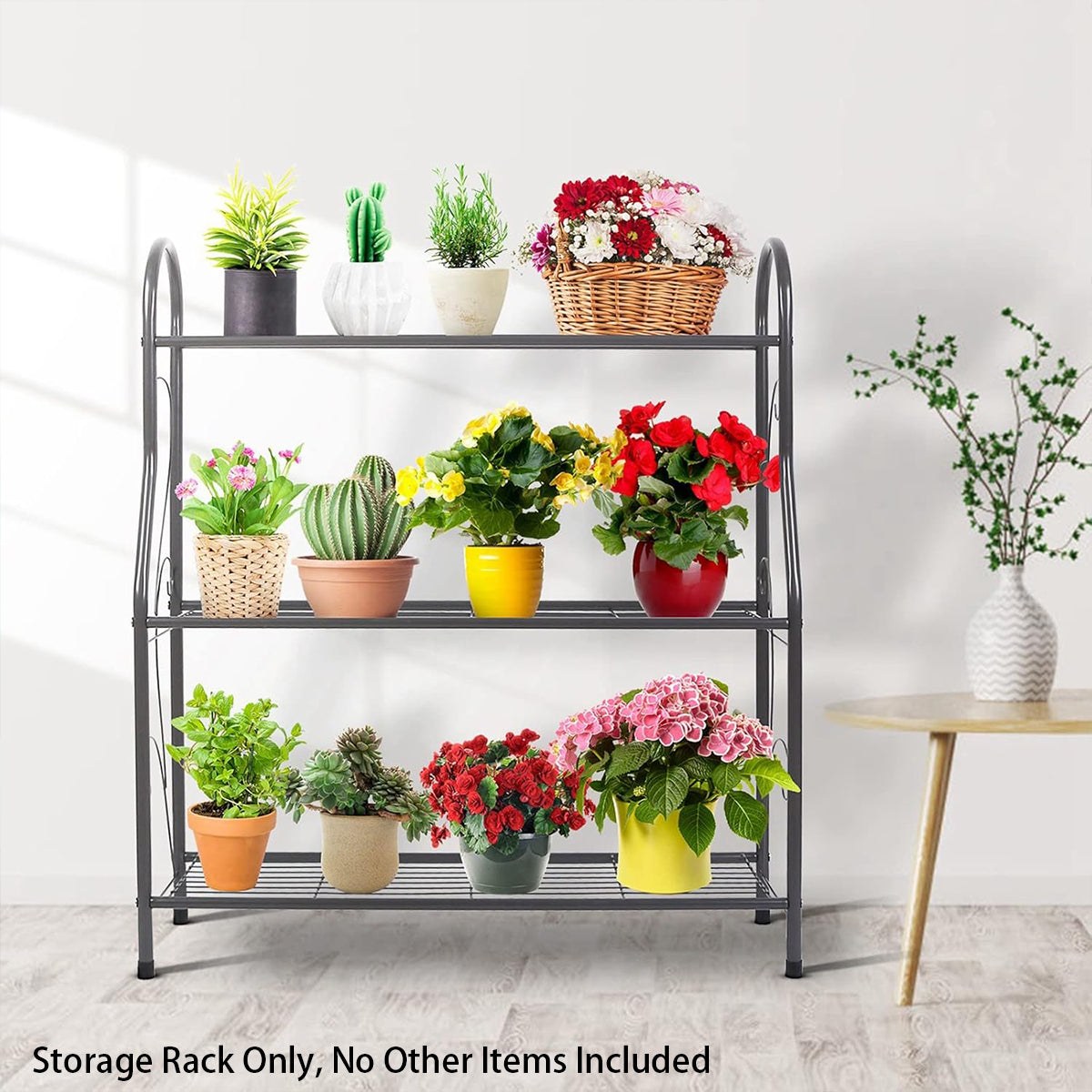 3-Tier Metal Flower Stand for Indoor and Outdoor