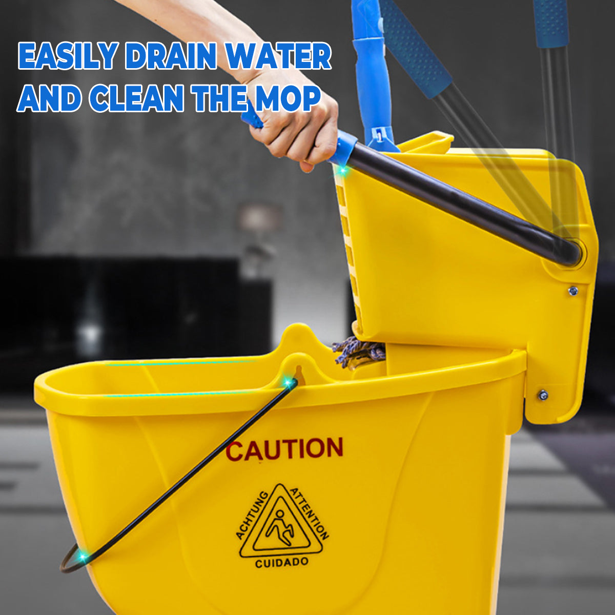 32L Wringer Mop Bucket with Rolling Wheels and Mop