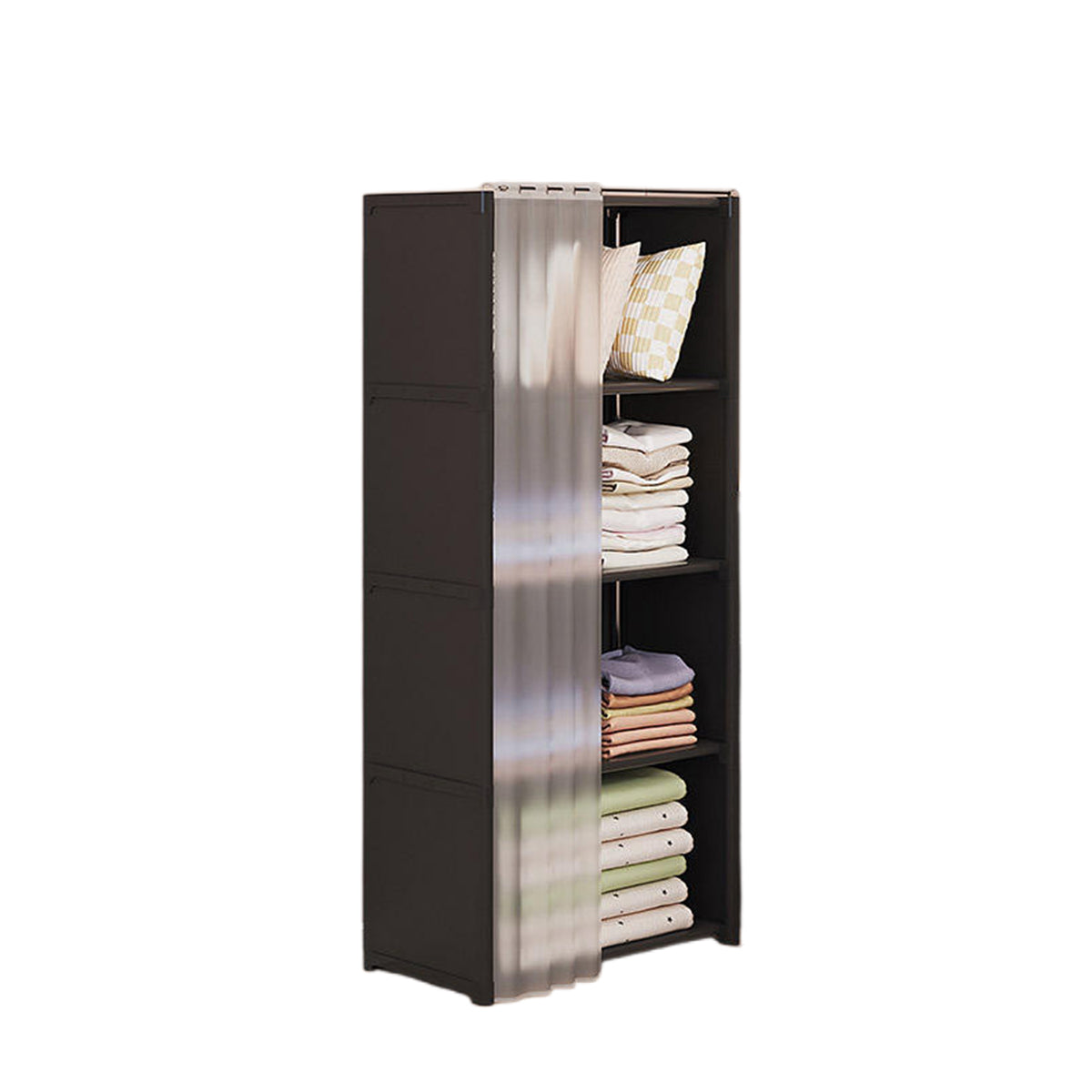 Versatile Bookshelf Storage Rack with Dust Proof Curtain