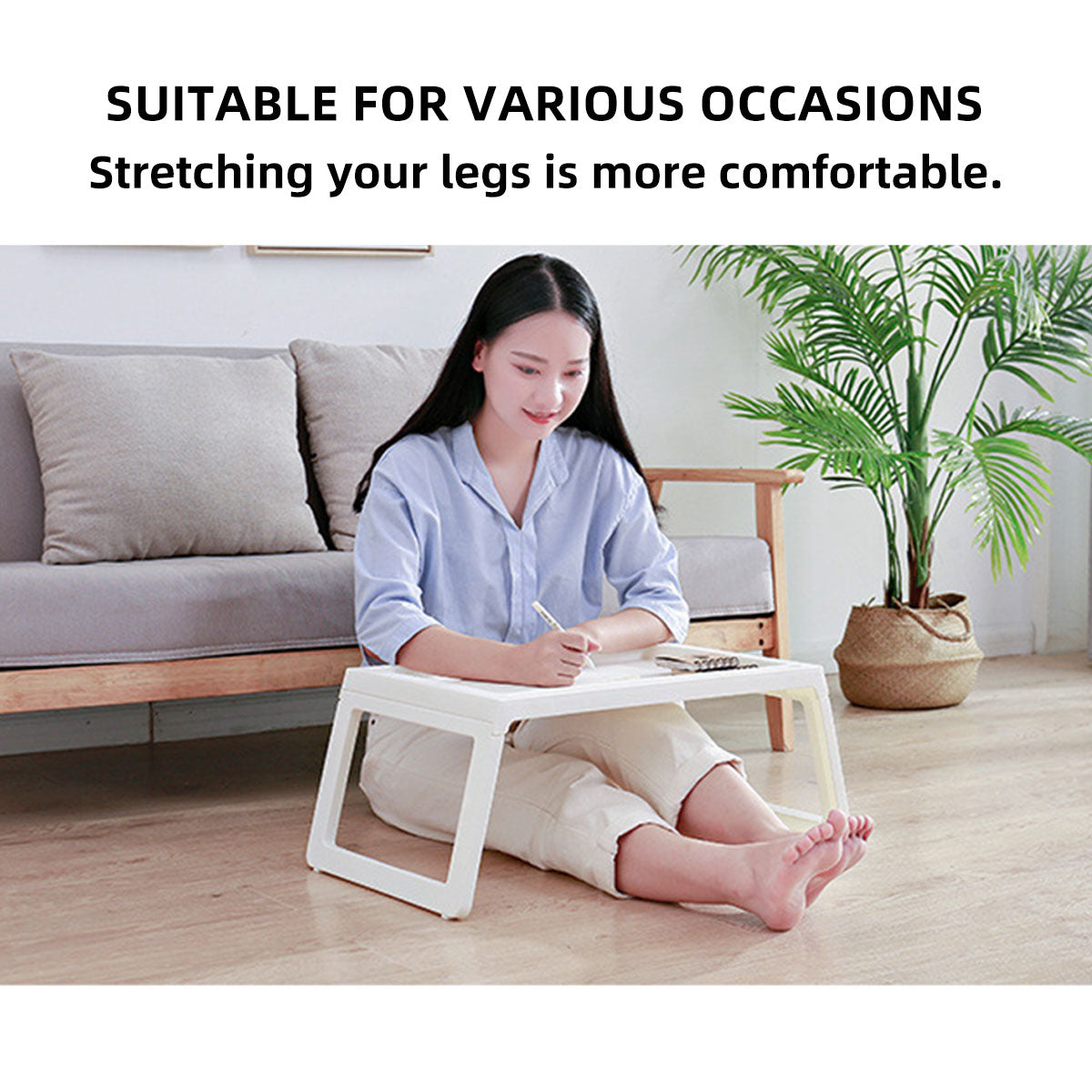 Foldable Laptop Bed Table Portable PP Desk with Device Slot