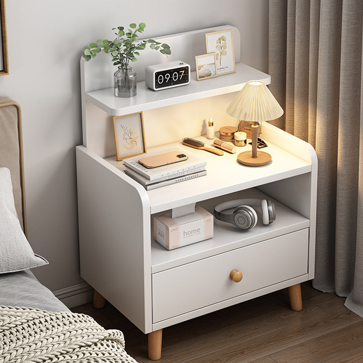 Minimalist Bedside Table Cabinet with Drawers