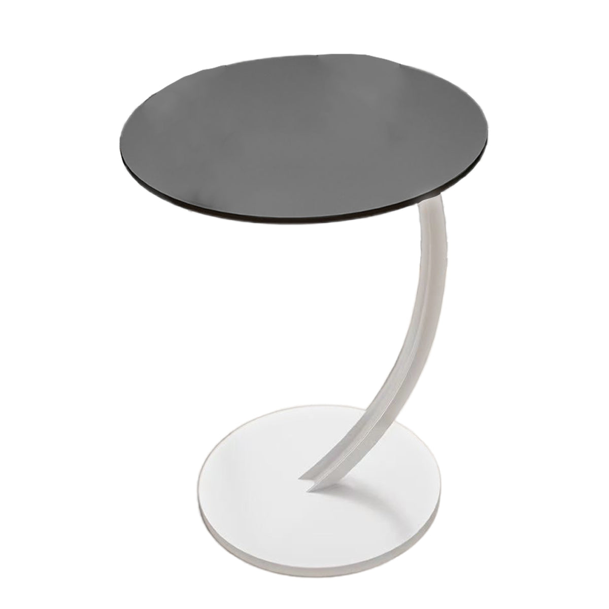 C-Shaped Side Table with Metal Frame for Sofa
