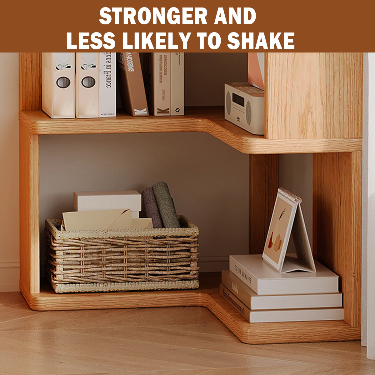 Solid Wood Corner Bookshelf Space Saving Floor Storage