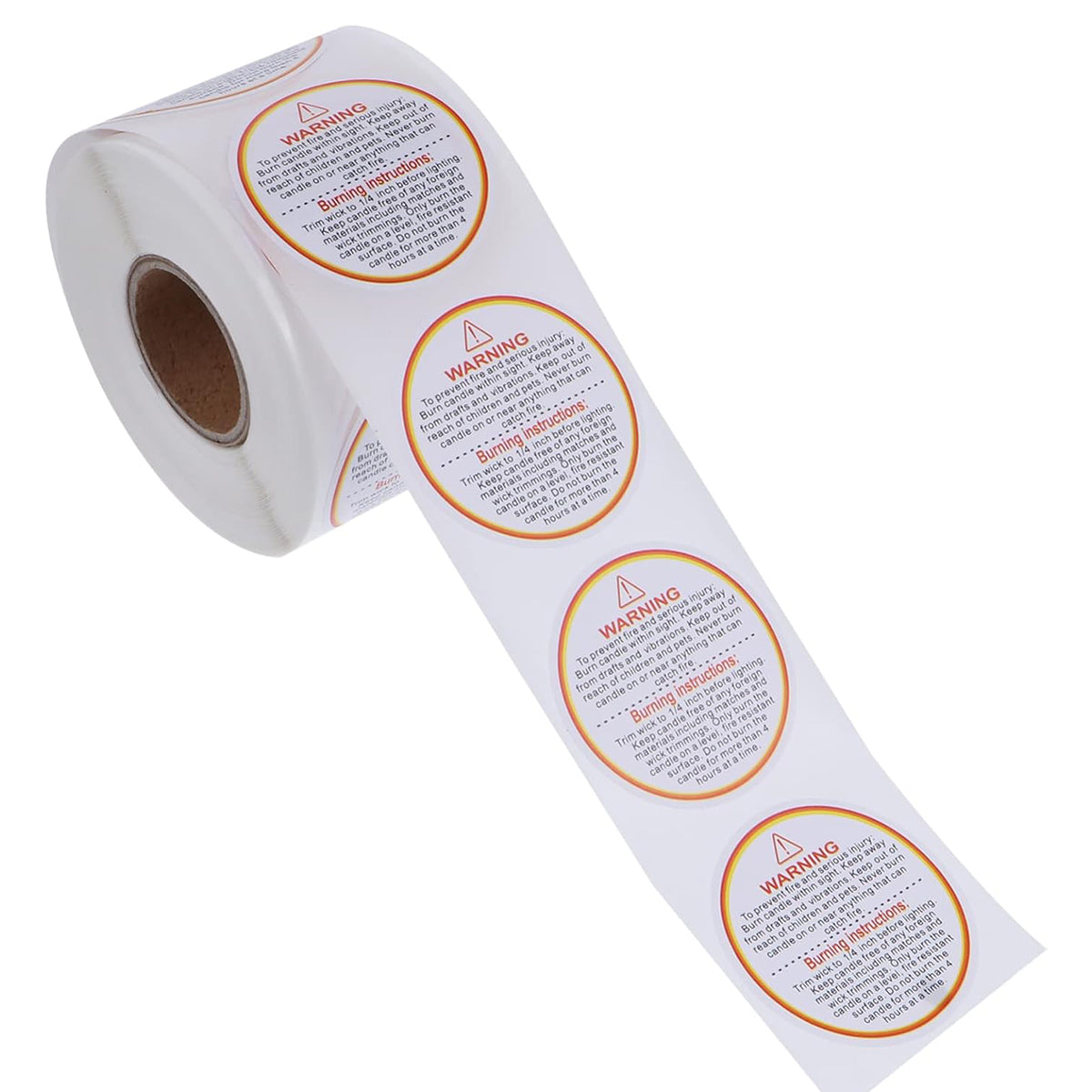 5 Rolls Candle Warning Stickers Fire Safety Decals
