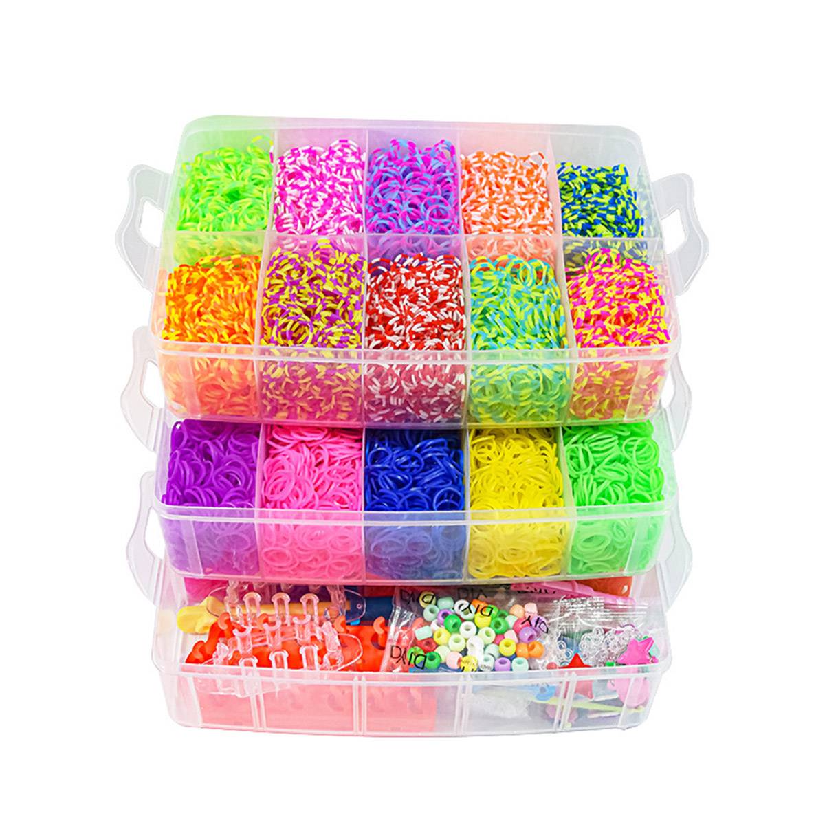 15000 Pcs Rainbow Rubber Bands with Storage Case