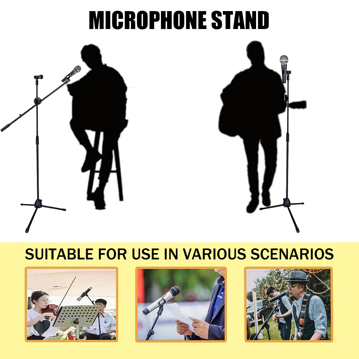 Foldable Microphone Tripod Stand with Boom Arm