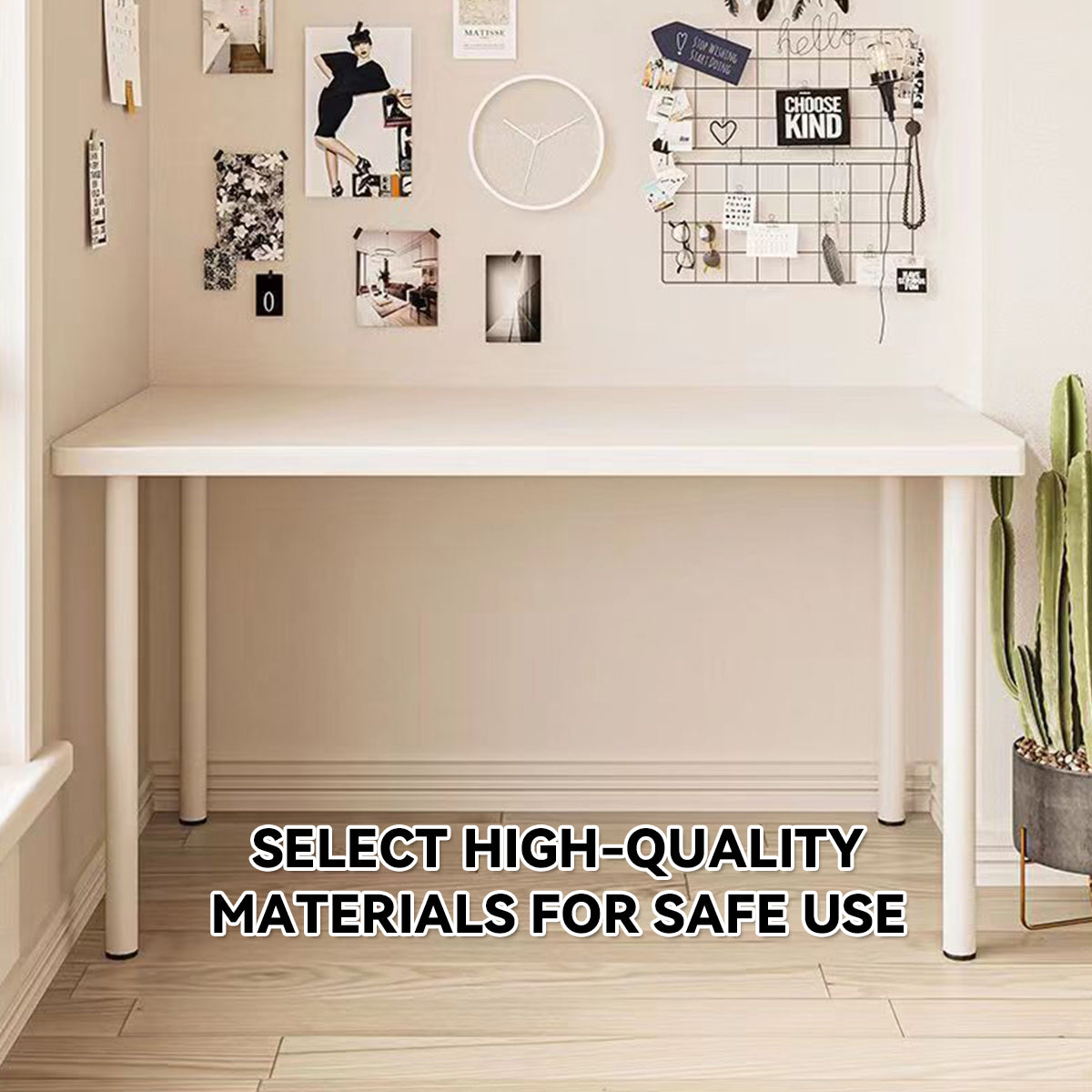 White Study Desk with 25mm Thick Top 100cm