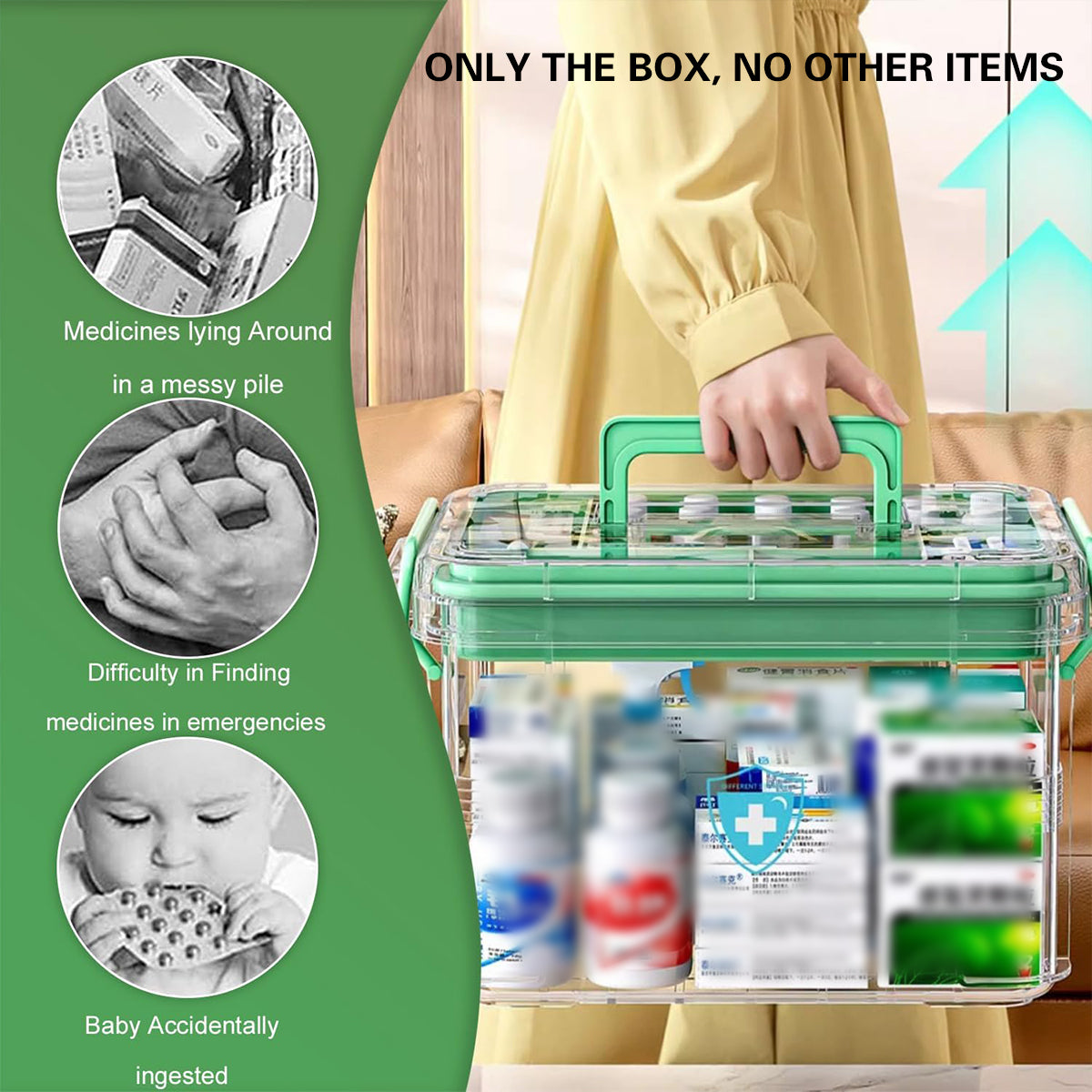 Transparent Medicine Cabinet with Dividers 2 Sizes
