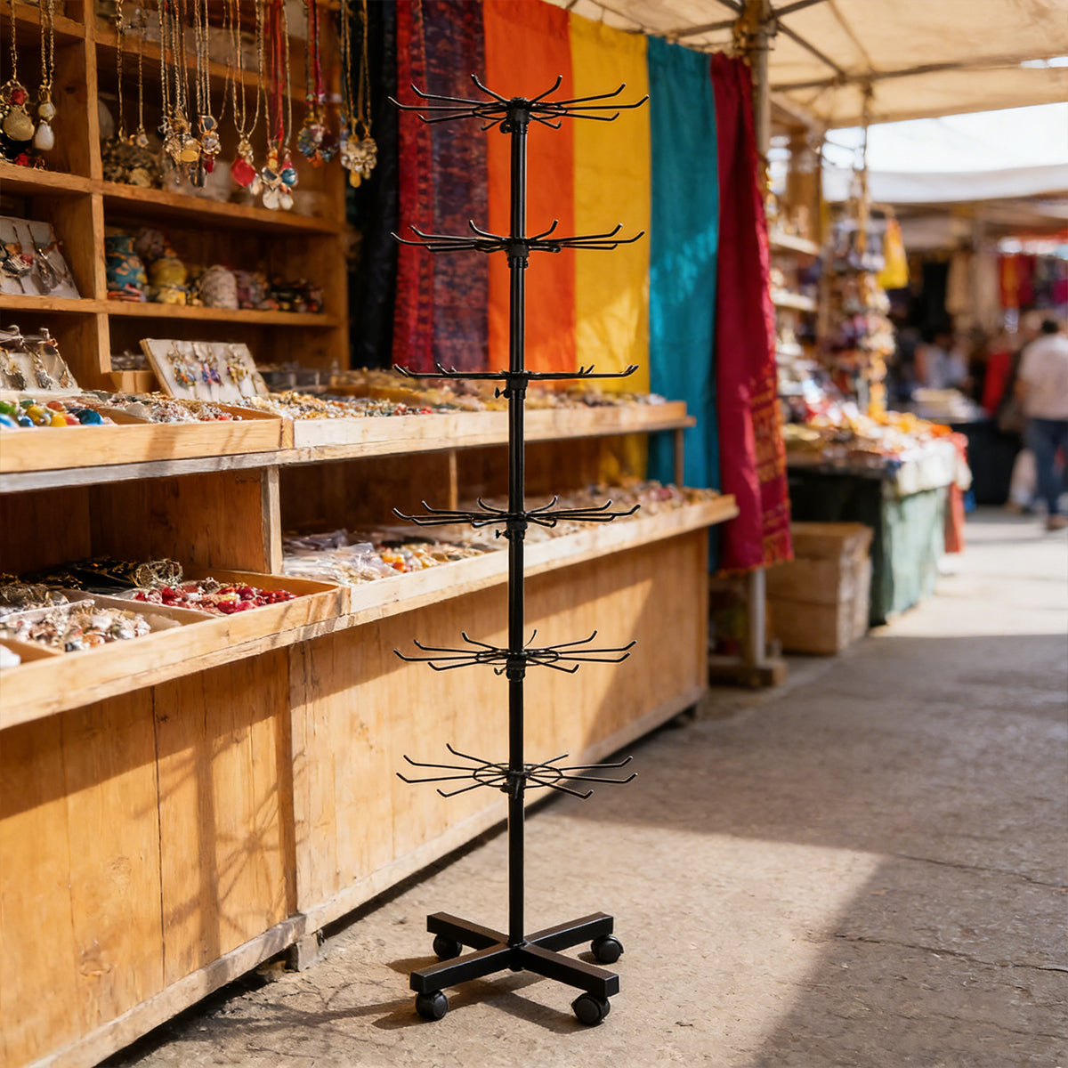 Rotating Jewellery Display Stand with Wheels