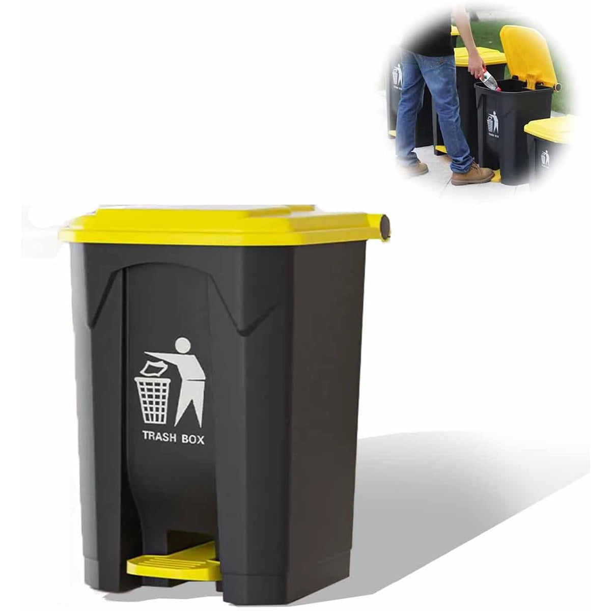 100L Pedal Trash Can with Lid and Elevated Base