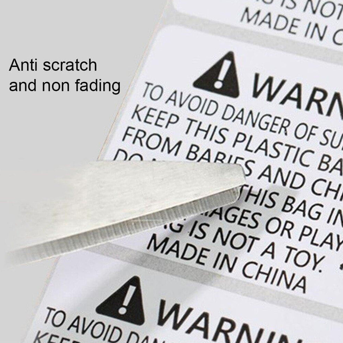 Anti-Choking Warning Labels for Plastic Bags