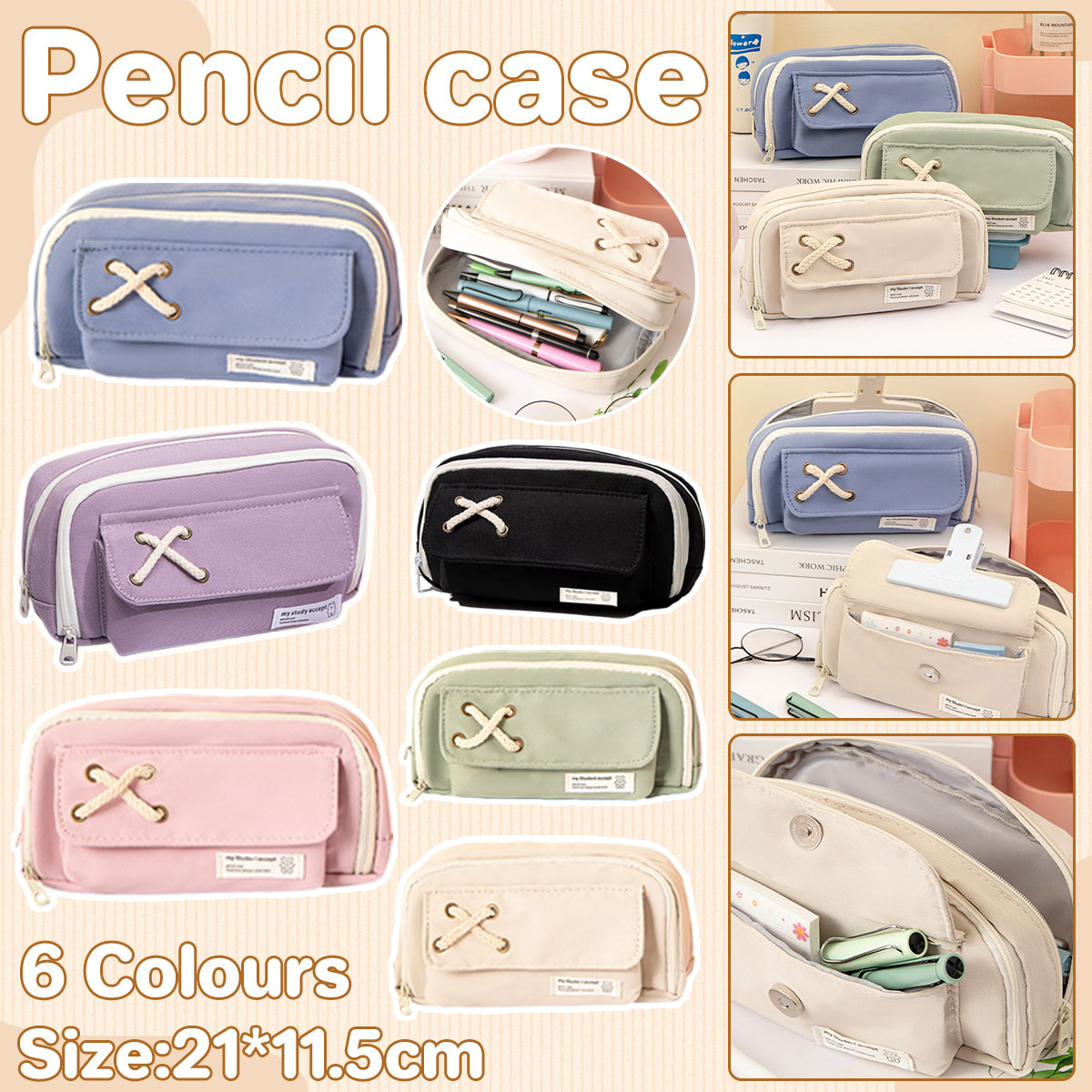 Pencil Case Large Capacity Layered Storage 6 Colours