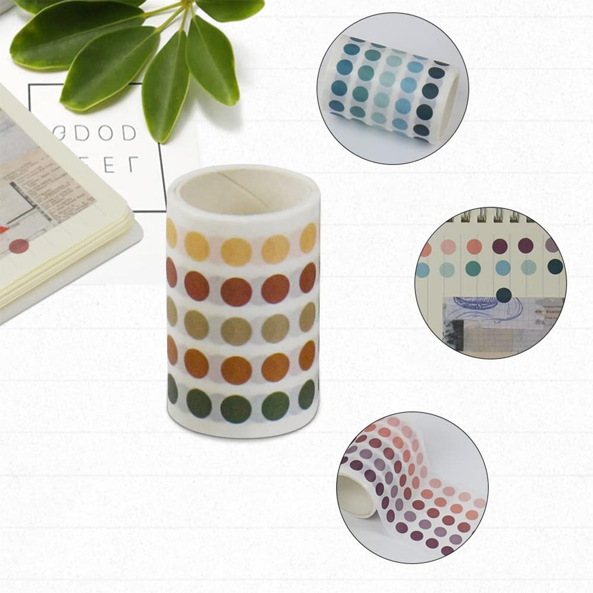 9 Pcs Washi Tape Set Dot Gradient Stickers for Scrapbooking and Journaling