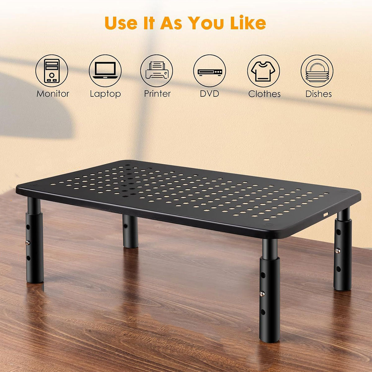 3-Height Adjustable Monitor Riser for Laptop Printer