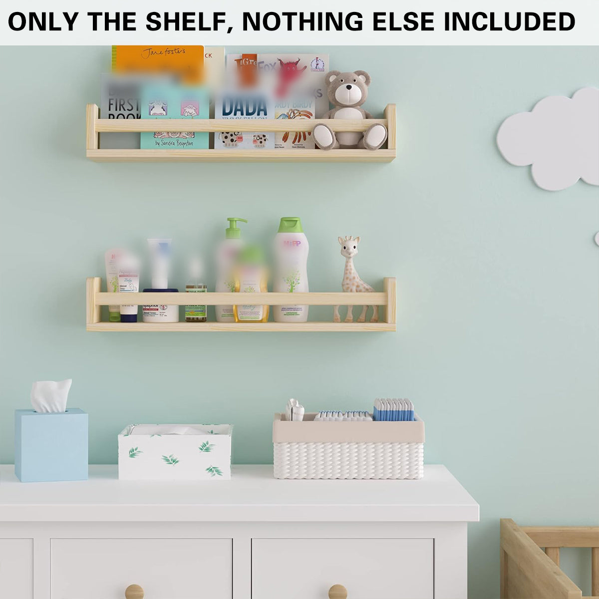 2 Pcs Solid Wood Wall Mounted Ledge Shelf
