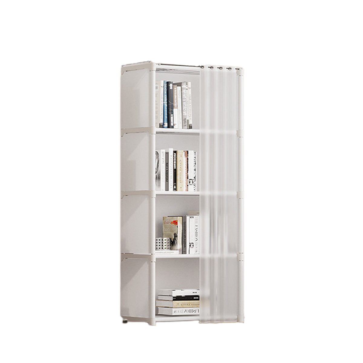 Versatile Bookshelf Storage Rack with Dust Proof Curtain