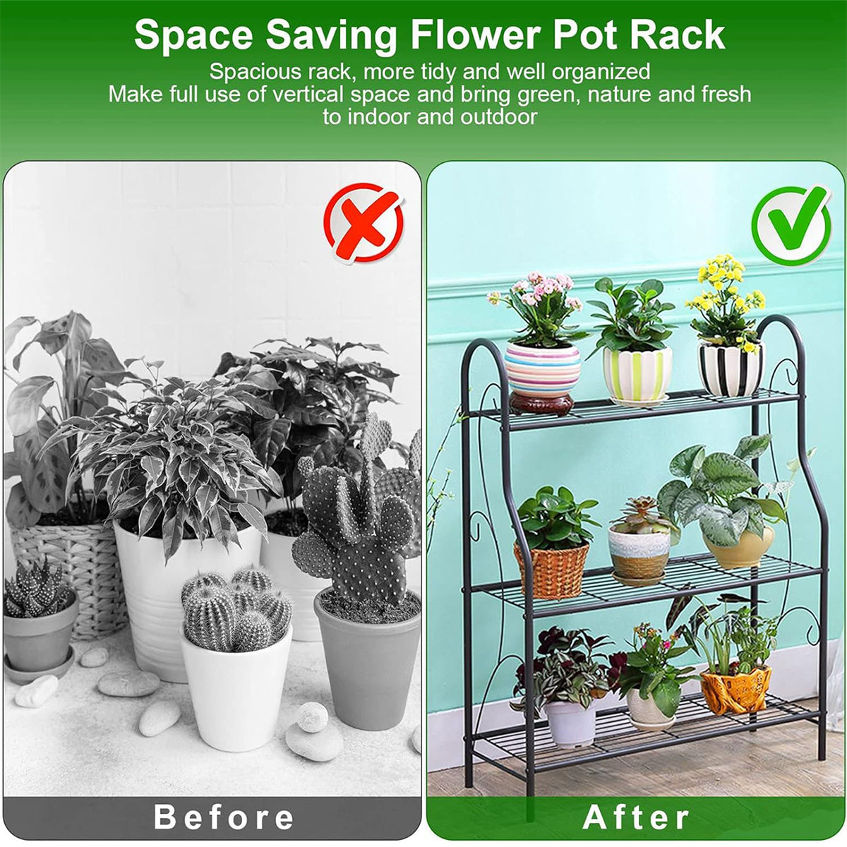 3-Tier Metal Flower Stand for Indoor and Outdoor
