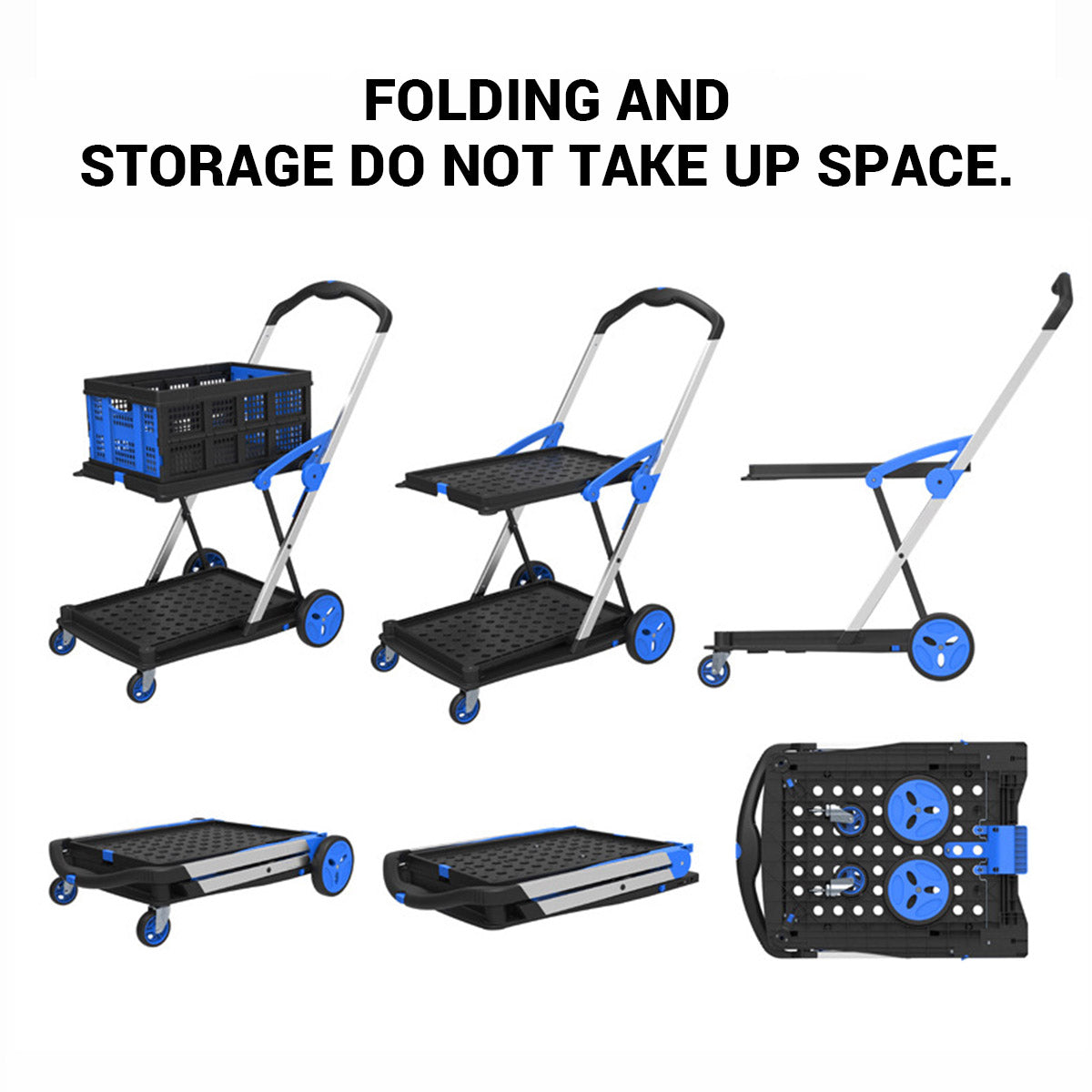 2-Tier Foldable Storage Trolley Cart