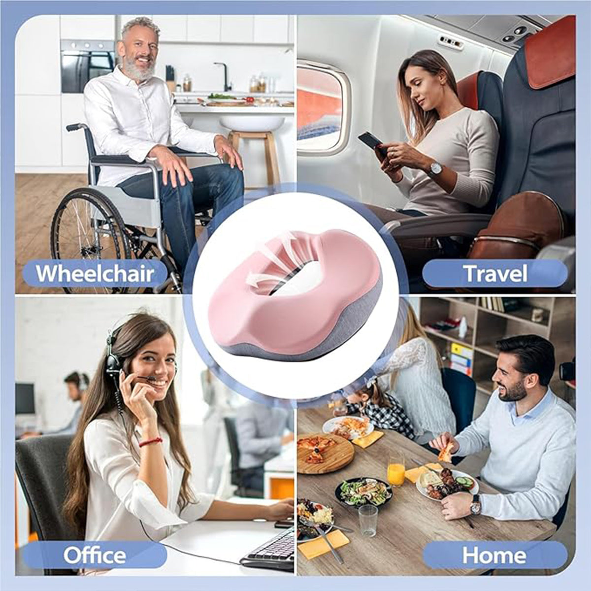 Memory Foam U-Shaped Seat Cushion with Non-Slip Base