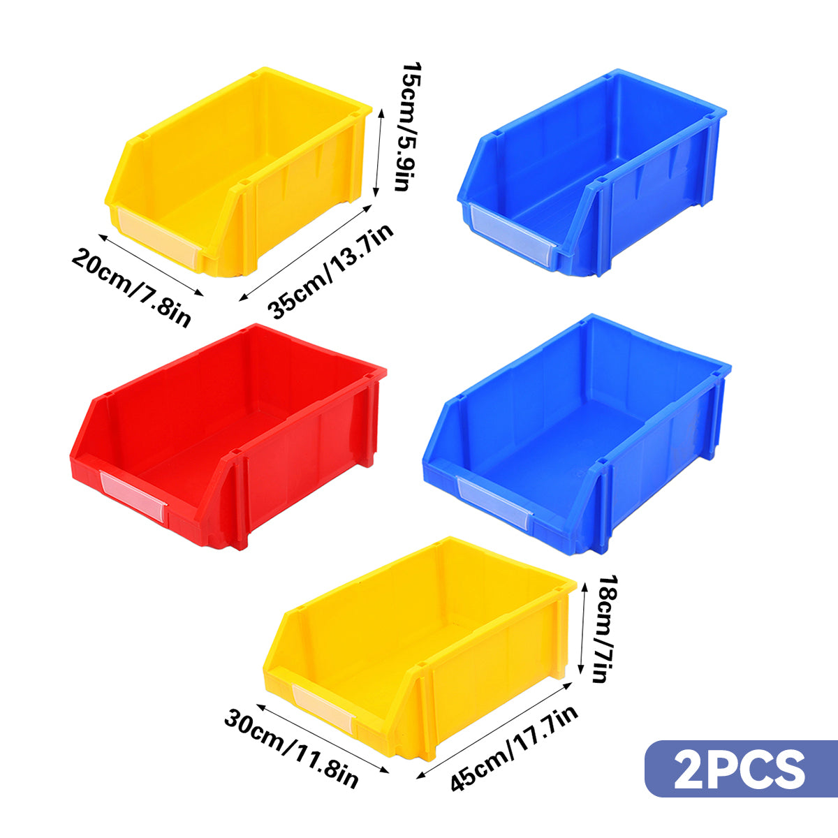 2pcs Slanted PE Storage Box with Label Clip
