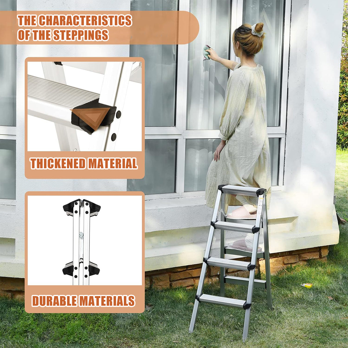 Double-Sided Aluminium Folding Ladder 4 or 6 Layer