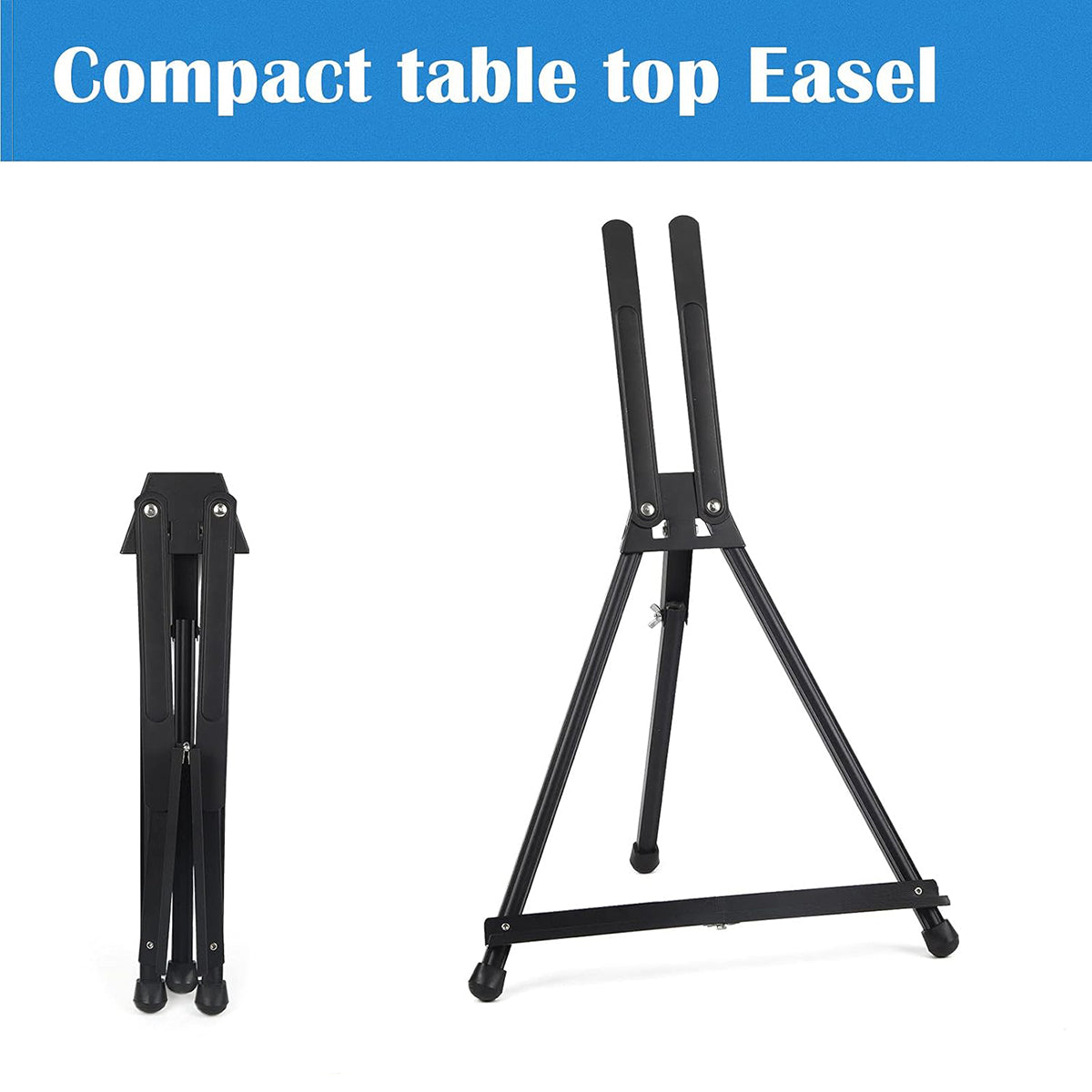 Black Aluminum Tabletop Display Easel Adjustable Tripod Stand